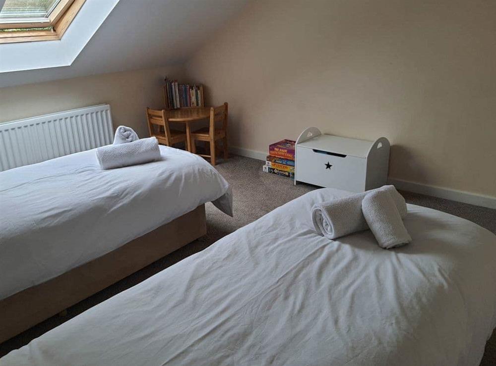 Twin bedroom at Stonyfield cottage, in Rochester, Northumberland