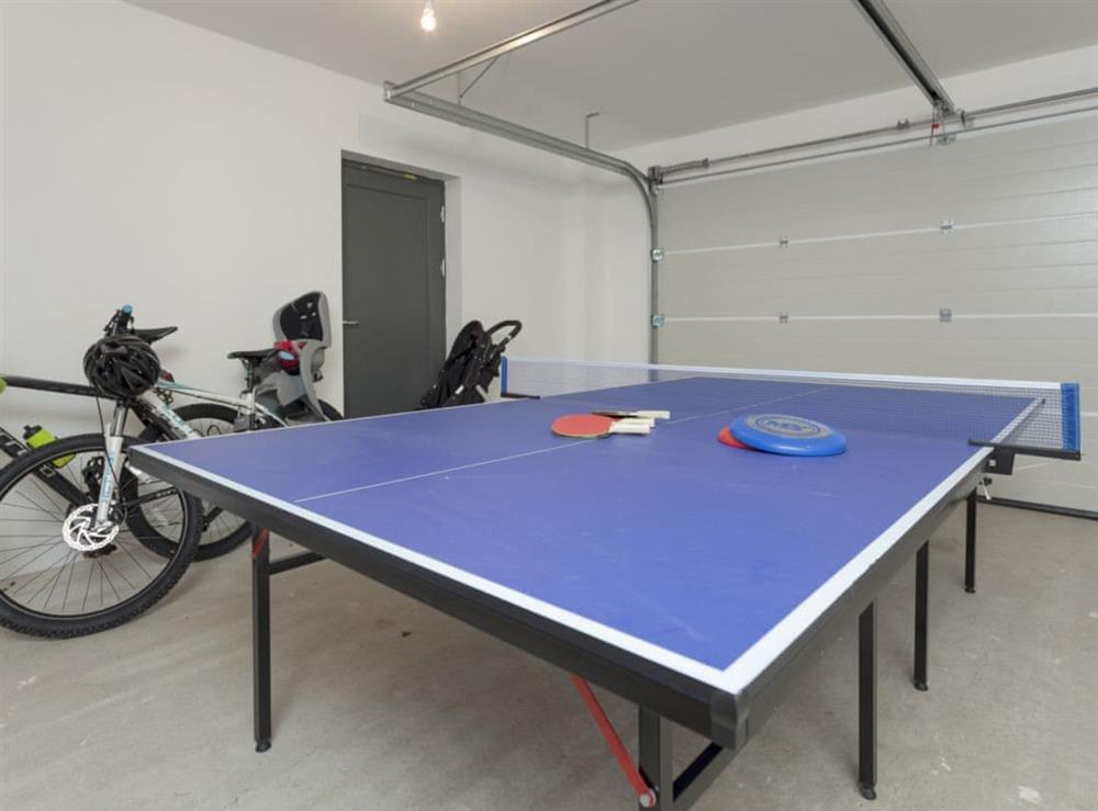 Useful recreation area within garage at Strathspey Lodge in Duthil, Carrbridge, near Aviemore, Highlands, Inverness-Shire