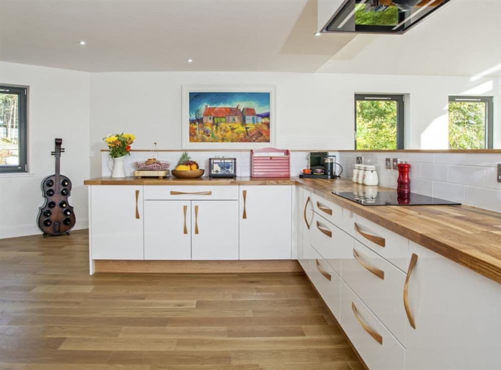 Wooden floors throughout the kitchen and living areas at Strathspey Lodge in Duthil, Carrbridge, near Aviemore, Highlands, Inverness-Shire