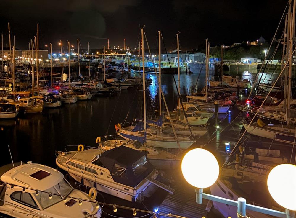 Milford waterfront at night from suite 1 at Suite 1 at Victory House in Milford Haven, Pembrokeshire, Dyfed