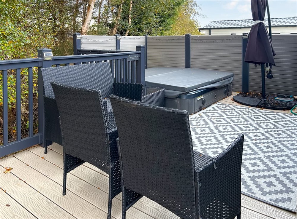 Decking at Summers Lodge in Percy Wood Holiday Park, Northumberland