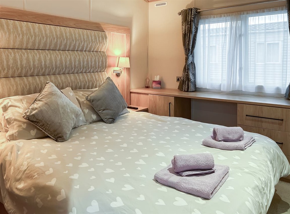 Double bedroom at Summers Lodge in Percy Wood Holiday Park, Northumberland