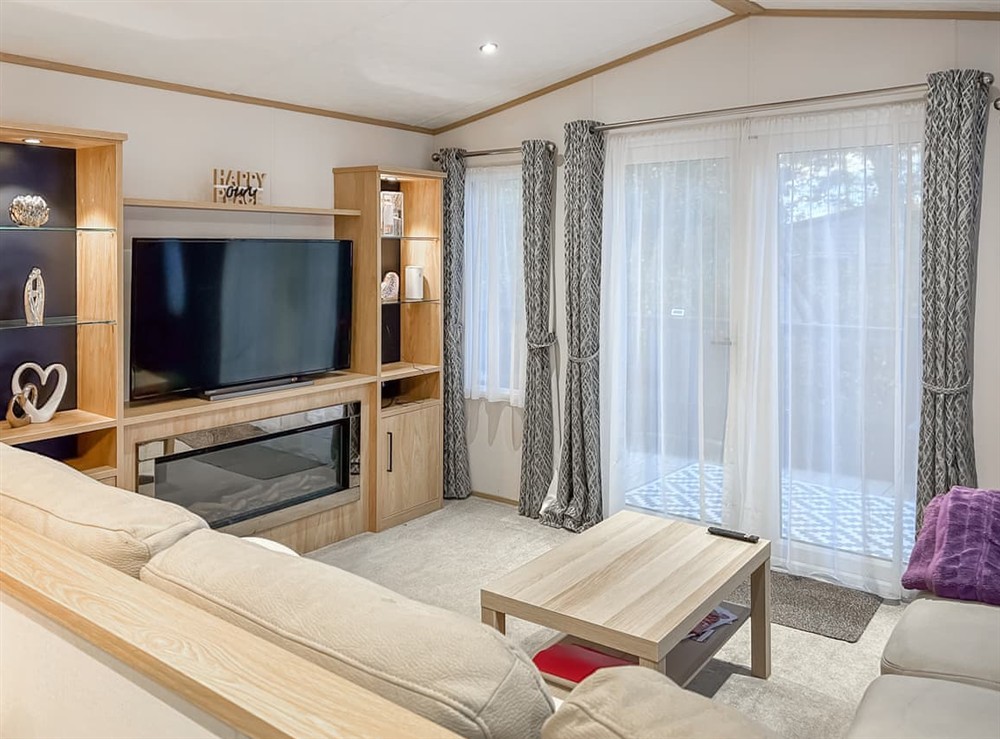 Open plan living space at Summers Lodge in Percy Wood Holiday Park, Northumberland