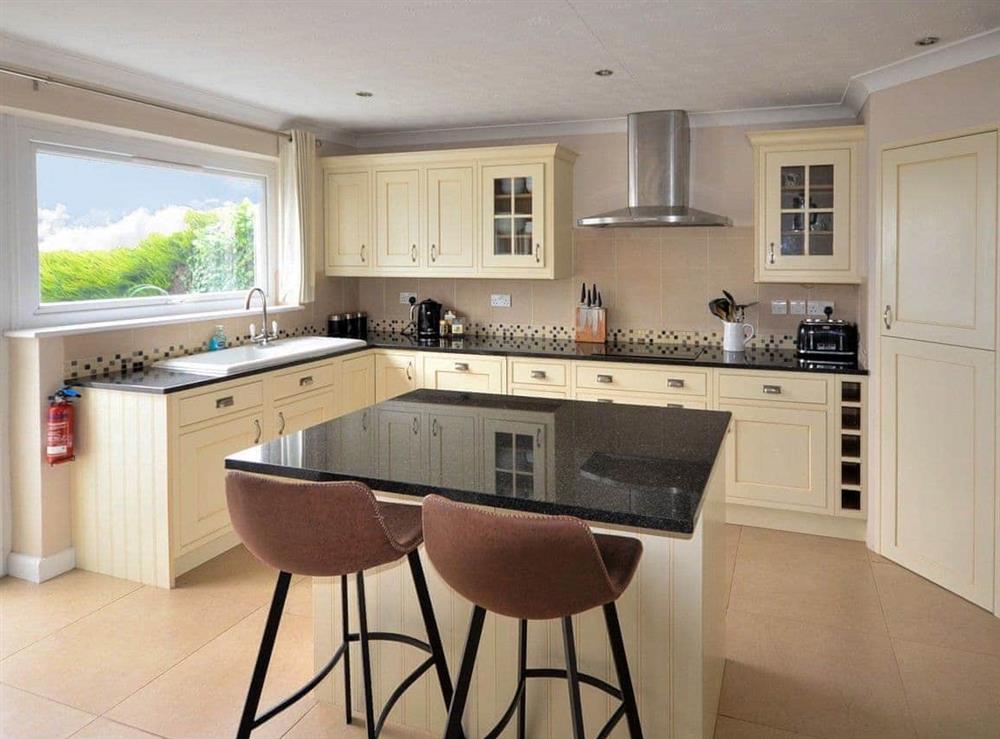 Kitchen with a view at Summers View in St Mawes, Cornwall