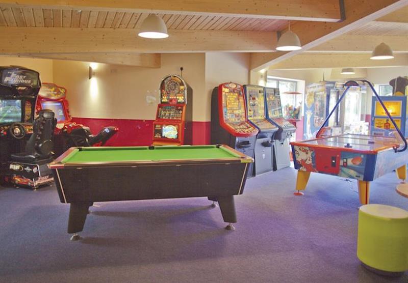 Games room at Sunbeach Holiday Park in Llwyngwril, Gwynedd, 