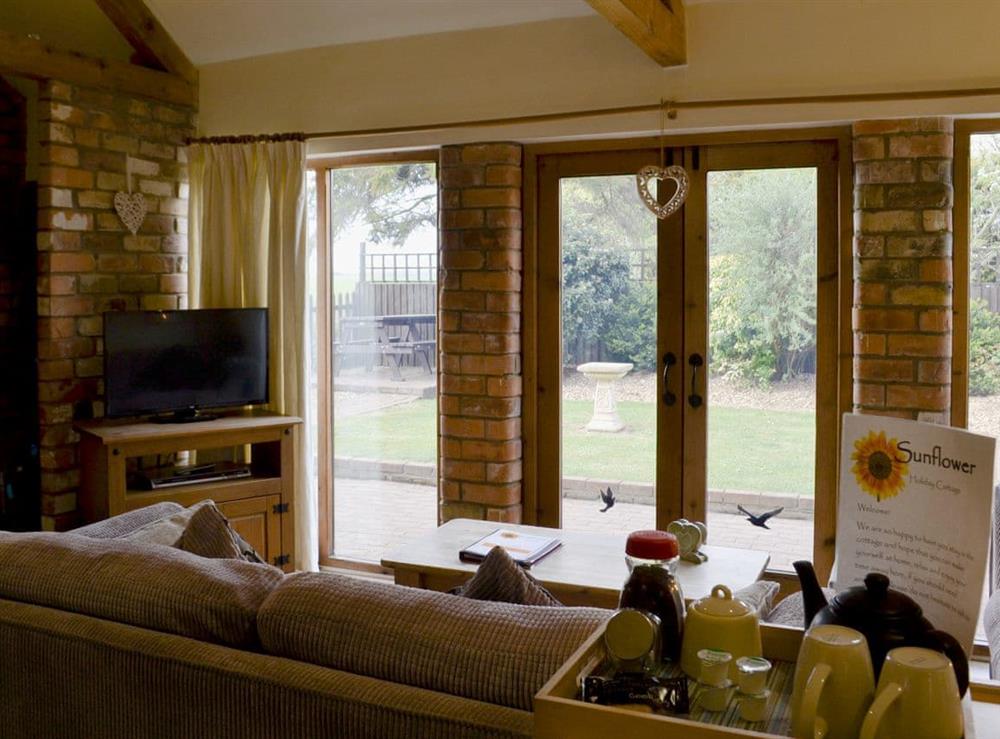 Living area at Sunflower Holiday Cottage in Thoresthorpe, near Alford, Lincolnshire