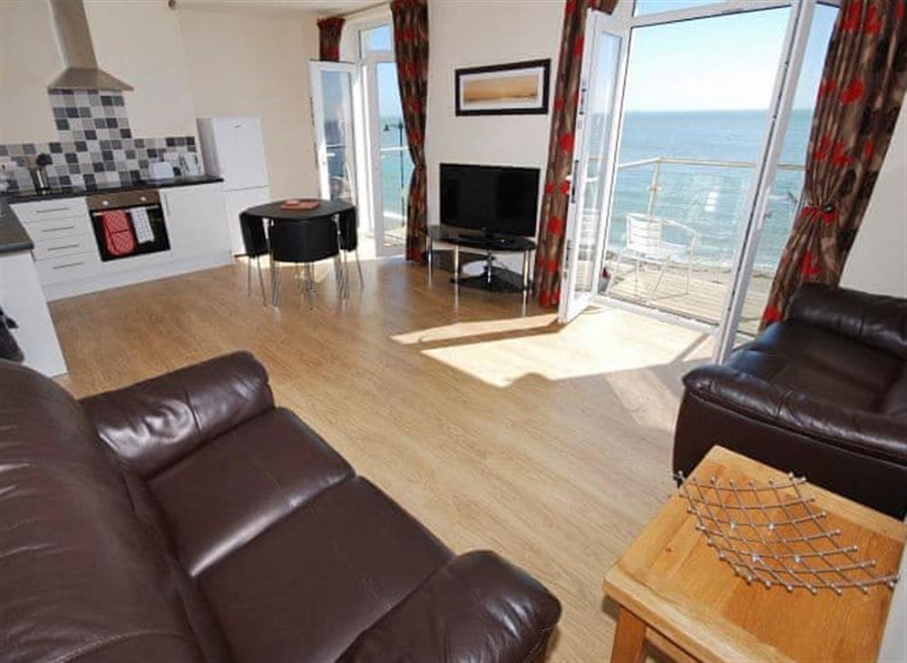 Light and airy open plan living space at Sunny Beach Apartment in Shanklin, Isle of Wight