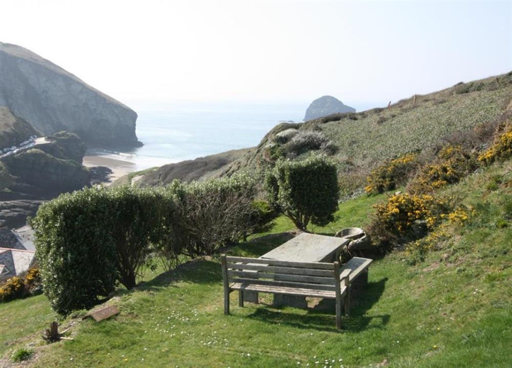 Garden and views at Sunnycliff in Trebarwith Strand