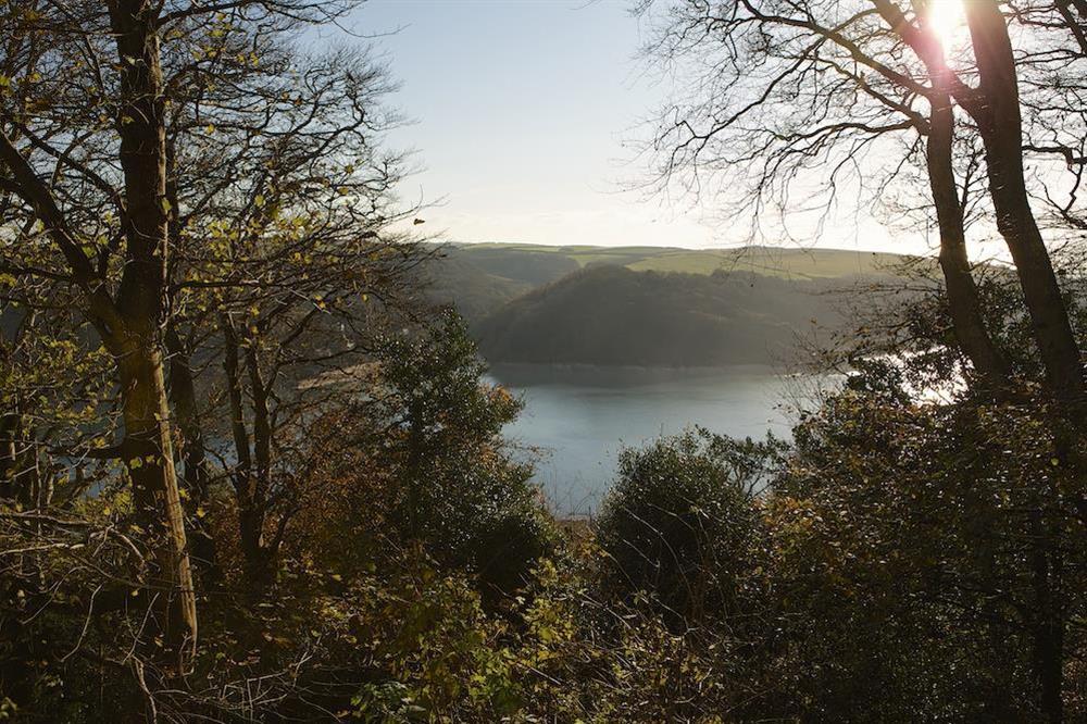 The views from Sunnylodge through the trees towards Salcombe Estuary at Sunnylodge in , Salcombe