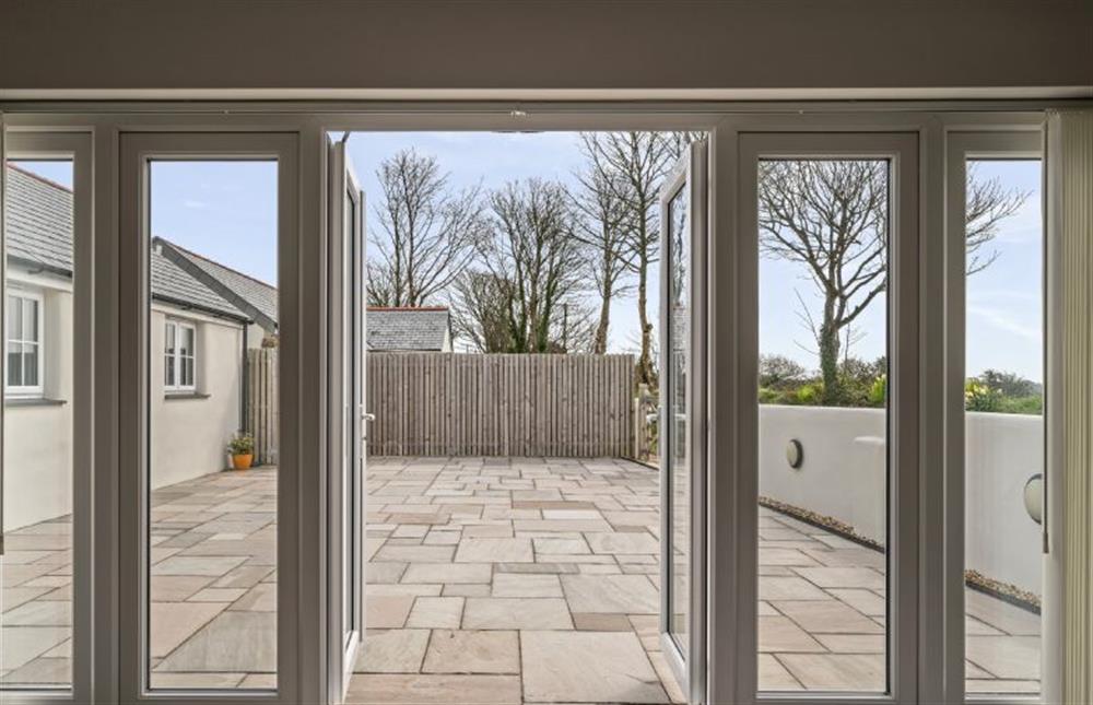 Look over the stunning countryside views from your private patio at Sunnyside Barn, Chacewater Truro