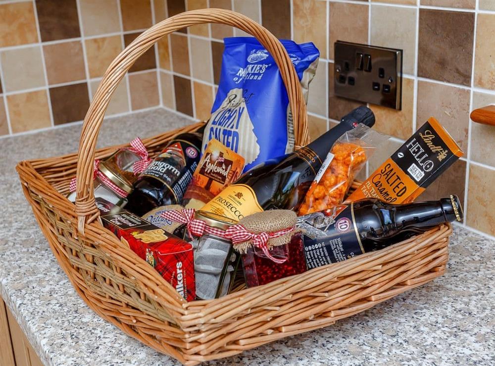 Generous welcome hamper at Sunnyside House in Carrbridge, near Aviemore, Inverness-Shire