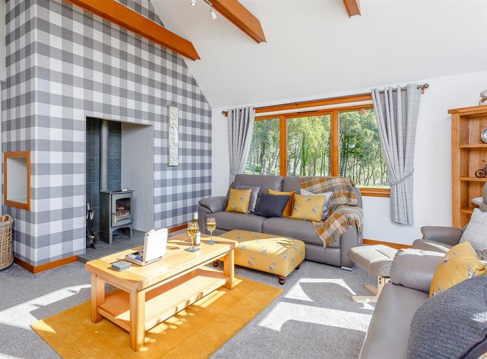 Stylishly furnished living room with wood burner (photo 3) at Sunnyside House in Carrbridge, near Aviemore, Inverness-Shire