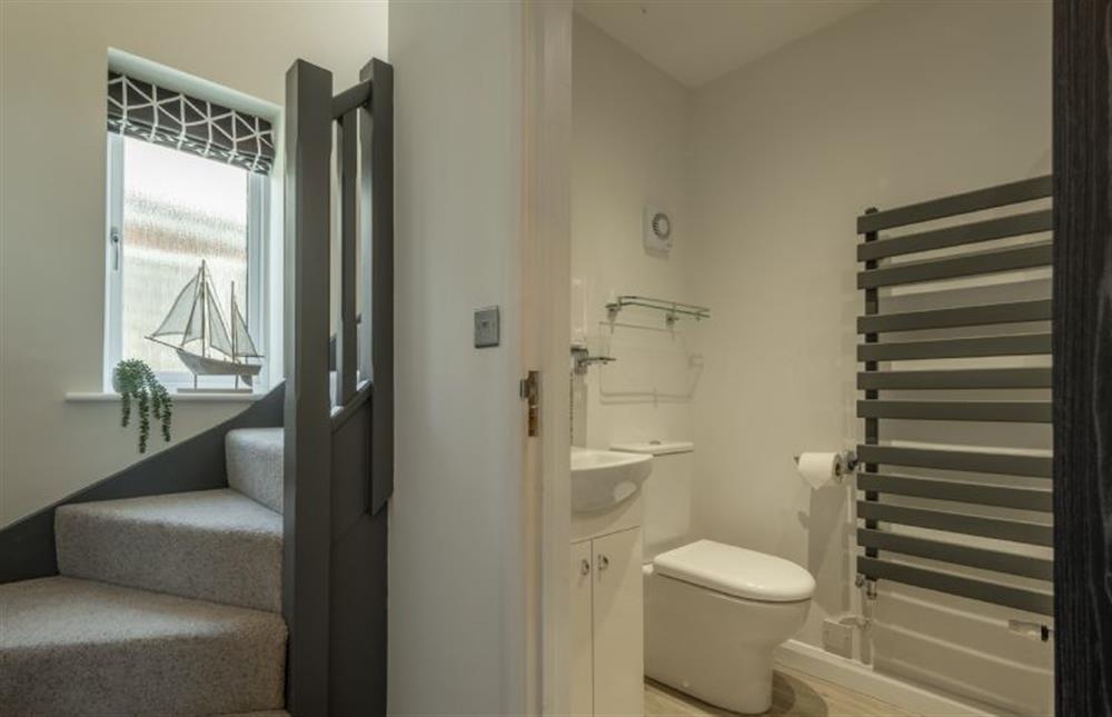 Ground floor: Stairs to the first floor and shower room at Sunset, Overstrand near Cromer