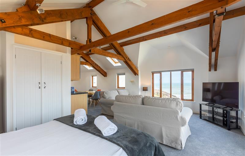 One of the bedrooms at Sunset View, Widemouth Bay