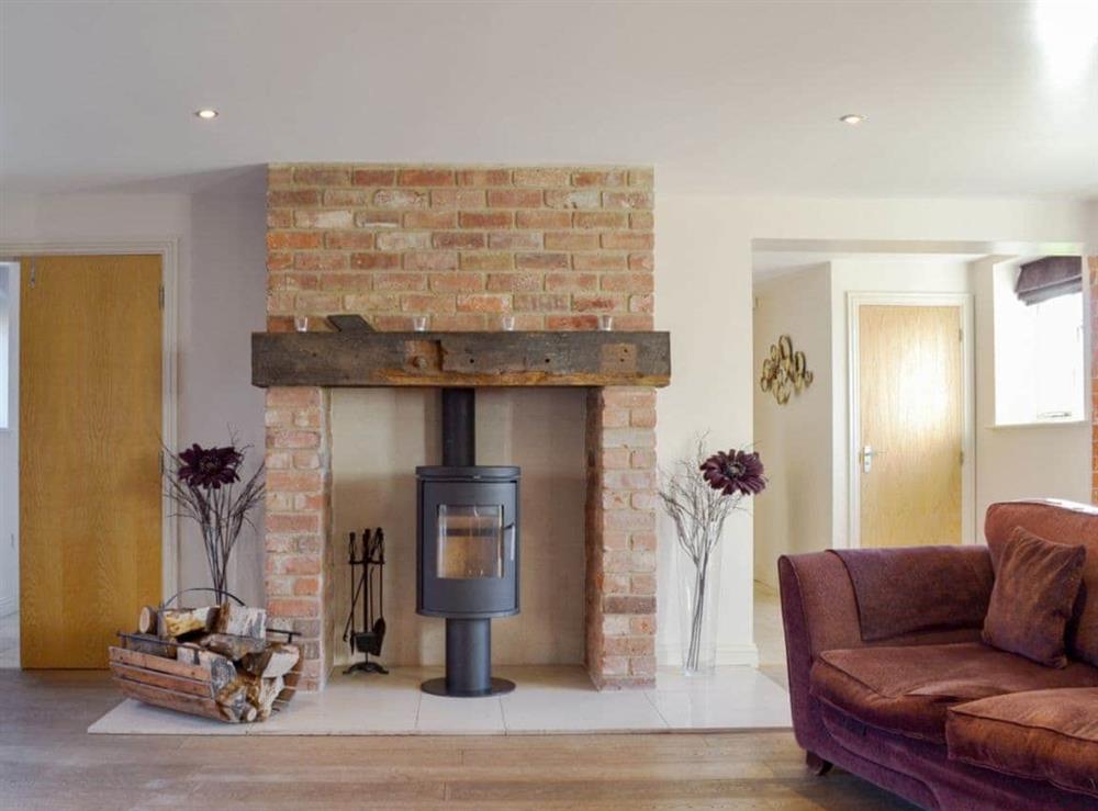 Cosy wood burner in the living room at Sunshine Cottage in Kirk Langley, Ashbourne, Derbyshire., Great Britain