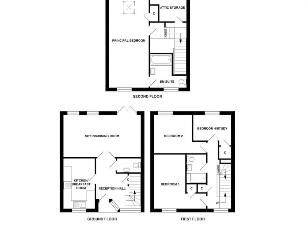 Floor plan at Surf Cottage in Cromer, Norfolk