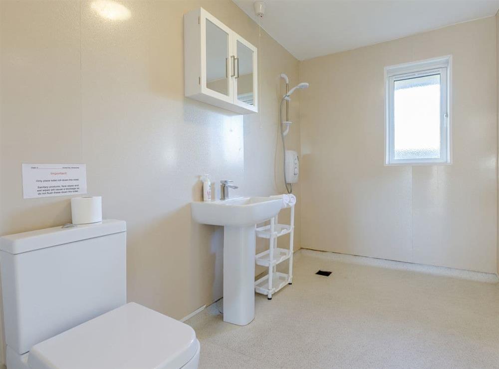 Shower room at Surfers Hideaway in Woolacombe, near Ilfracombe, Devon