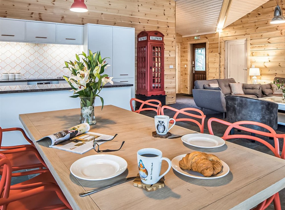 Open plan living space at Swaledale Lodge in Ravenstonedale, near Kirkby Stephen, Cumbria