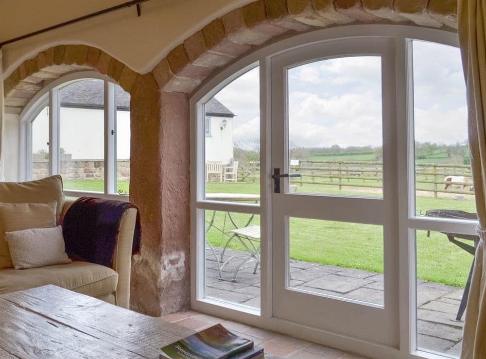 Door to patio and garden from living area at Swallow Barn in near Carsington, Derbyshire