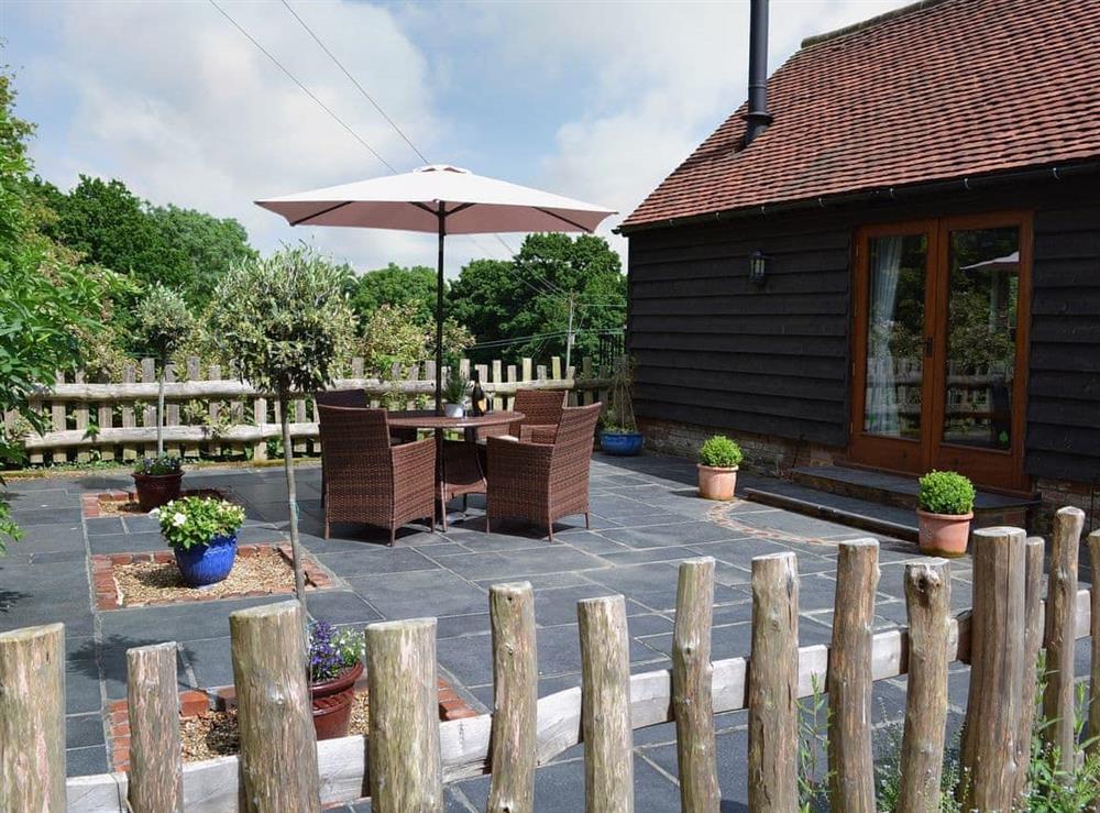Outdoor area at Swallow’s Barn in Ashburnham, Battle, E. Sussex., East Sussex