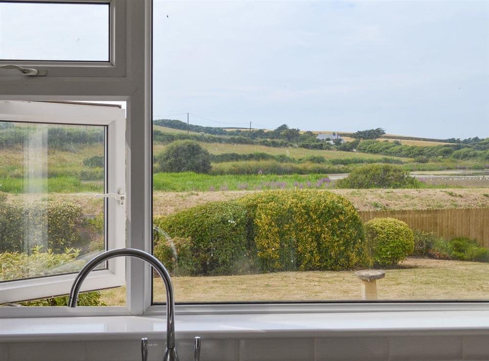 Fabulous views from the kitchen at Swallows Nest in Bude, Cornwall