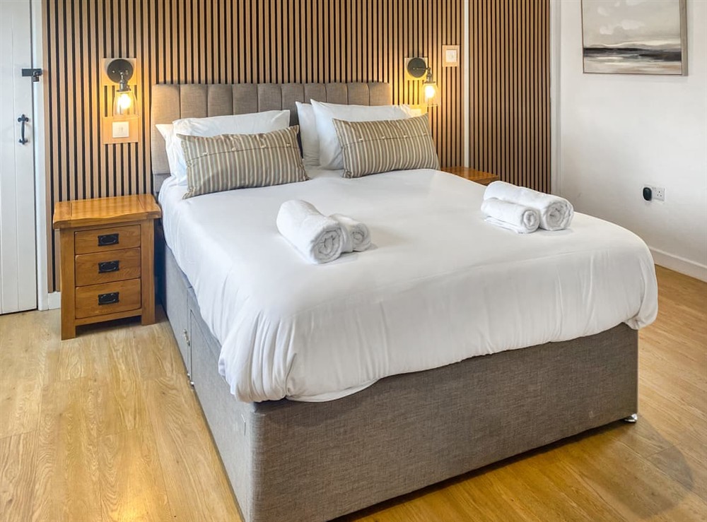 Double bedroom at Swallows in Portscatho, Cornwall