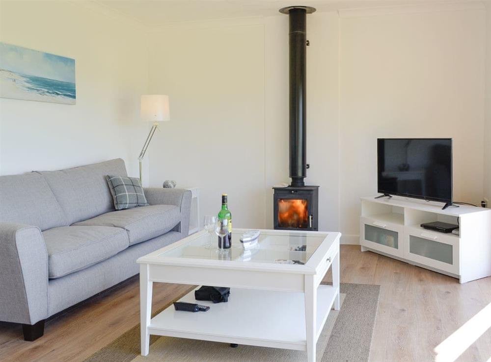 Welcoming living area with wood burner at Sweet Hope in St Cyrus, near Montrose, Aberdeenshire