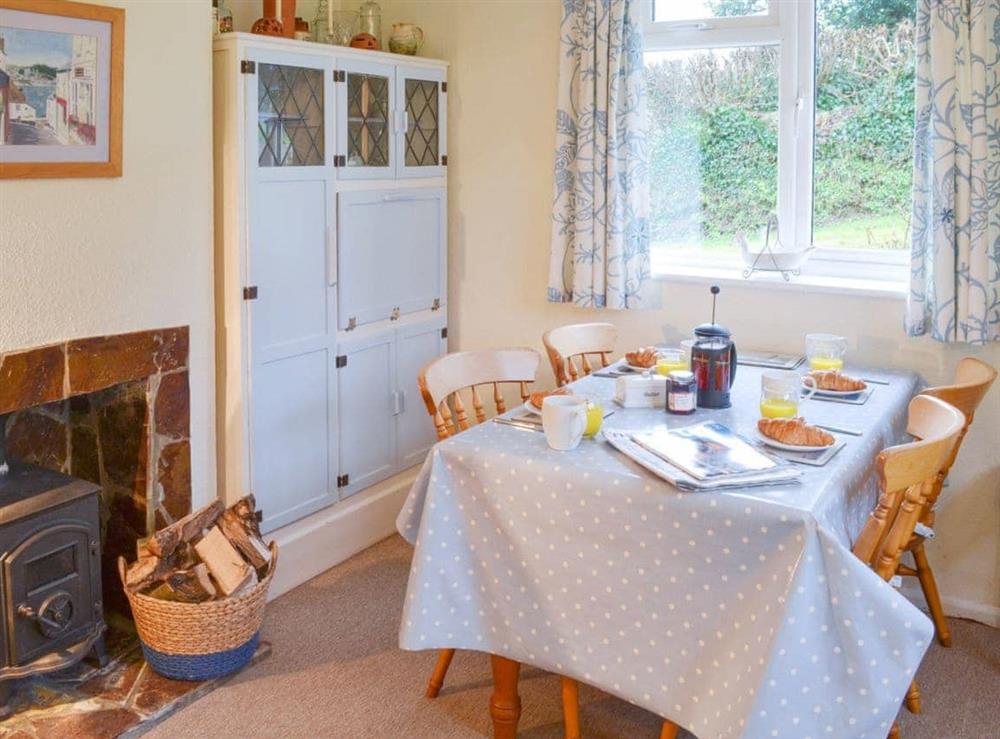 Delightful kitchen/diner with woodburner at Sweet’s Close in Polgooth, St Austell, Cornwall., Great Britain