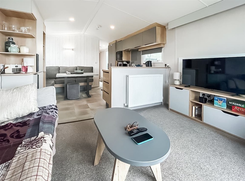 Open plan living space at Swilken Sanctuary in St Andrews, Fife