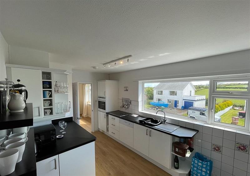This is the kitchen at Swn Y Wylan, Abersoch