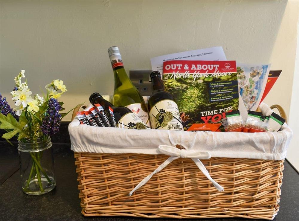 Welcome pack at Sycamore Cottage in Harome, near Helmsley, North Yorkshire