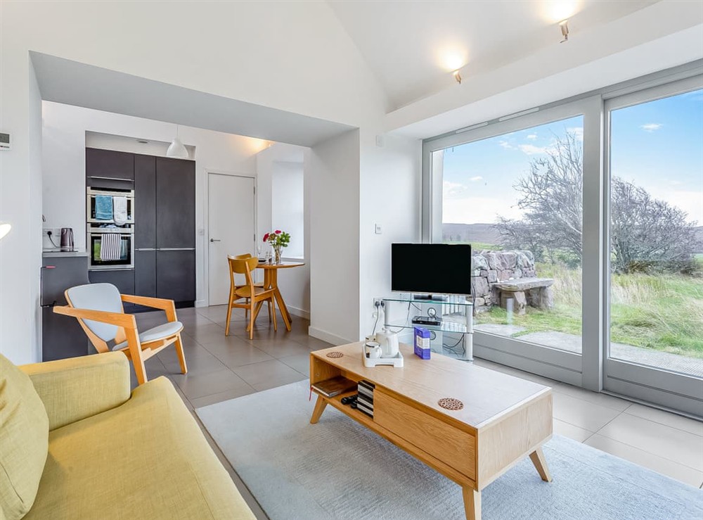Open plan living space at Taigh Glas in Gairloch, Ross-Shire