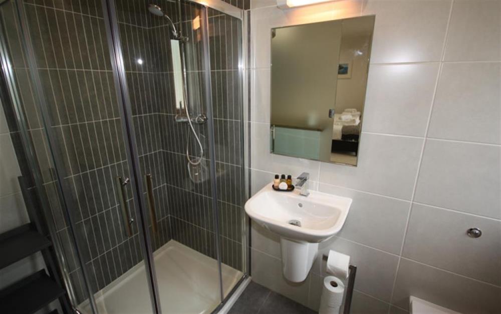 The en-suite shower room at Talland  24 in Talland Bay