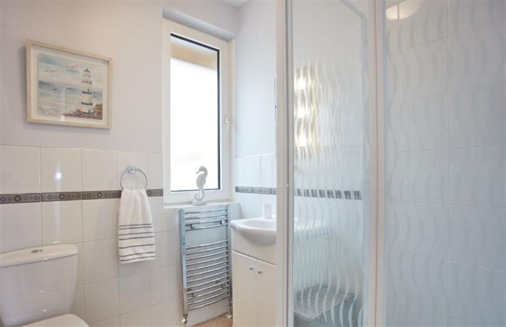 Tamarisk House, Cornwall: Bedroom threefts en-suite with shower, wash basin and WC at Tamarisk House, Newquay