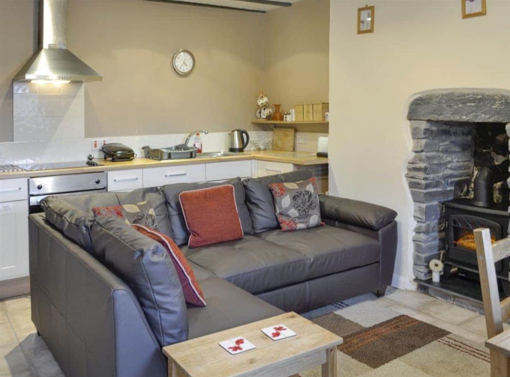 A well-equipped kitchen completes the open plan living space at Tan y Bryn in Prenteg, near Porthmadog, Gwynedd