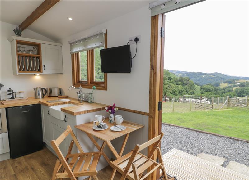 This is the living room at Tan Y Castell Shepherds Hut, Llangollen