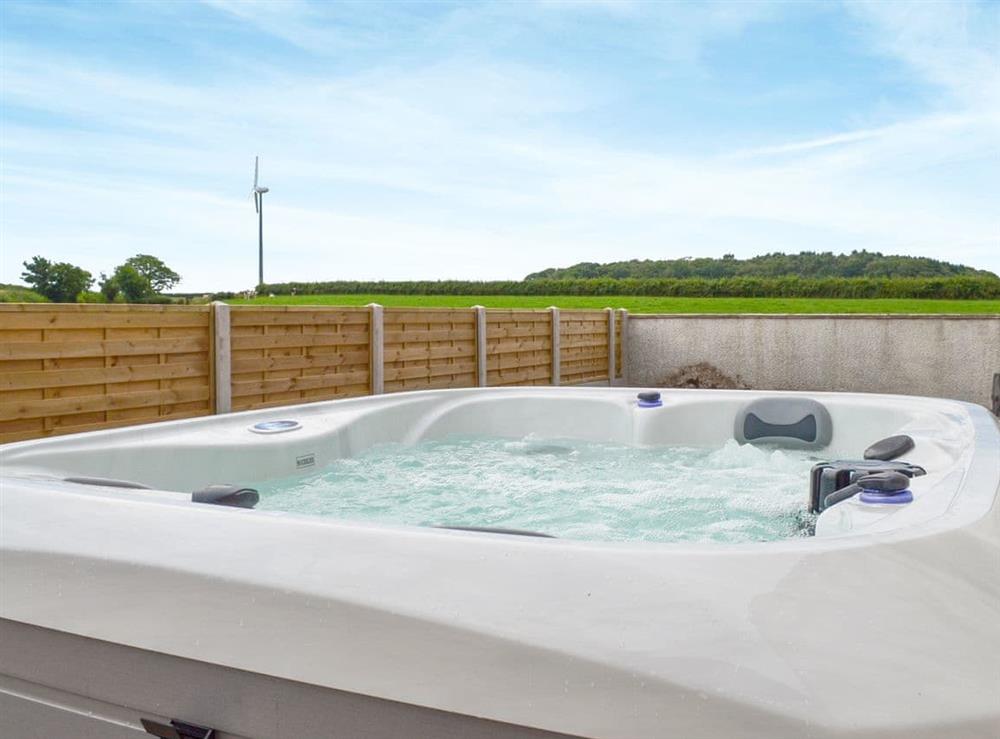 Relaxing hot tub at Taters Barn in Aikton, near Wigton, Cumbria