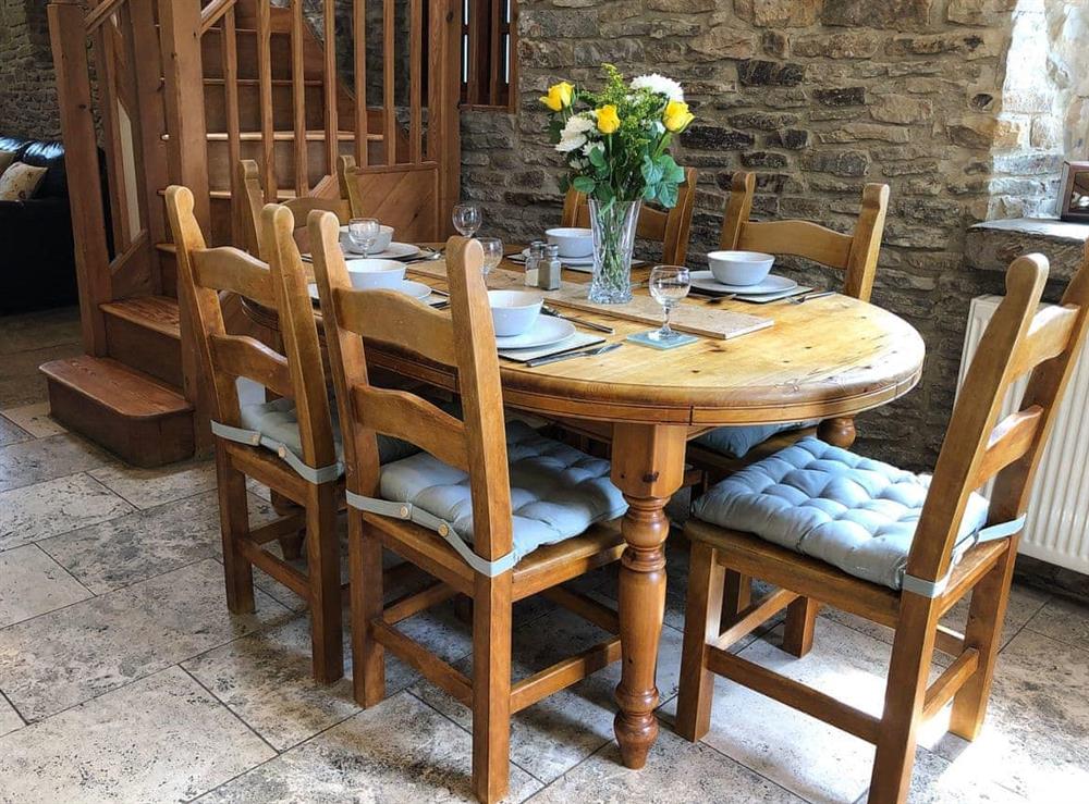 Dining area at Tawny Owl Barn in Cutthorpe, Derbyshire