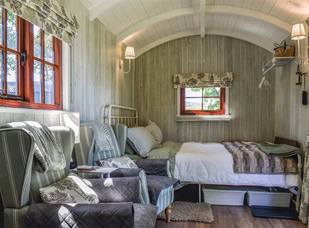 Open plan living space at Tawny Owl Hut in Westerdale, near Whitby, North Yorkshire