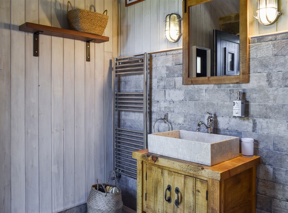 Shower room at Tawny Owl Hut in Westerdale, near Whitby, North Yorkshire