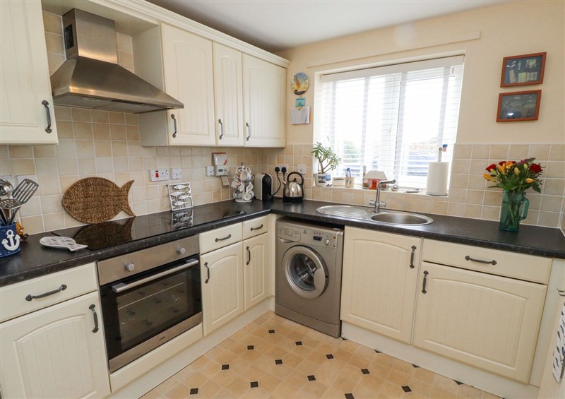This is the kitchen at Tee View, Seahouses