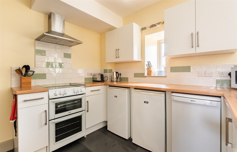 This is the kitchen at Teign Cottage in Broadhempston