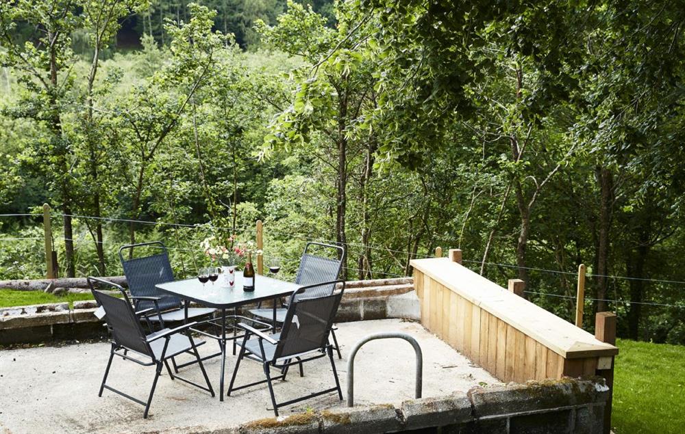 Patio table and chairs in this stunning rural location at Teign Vale, Drewsteignton