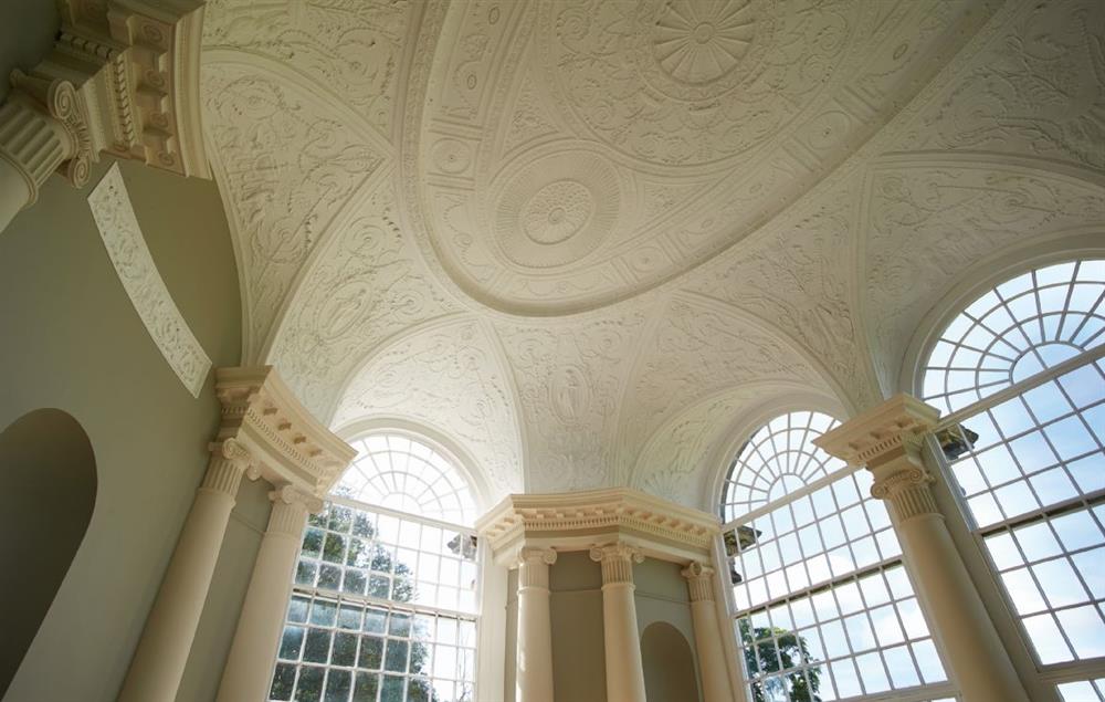 The stunning, ornate ceiling in the Orangery