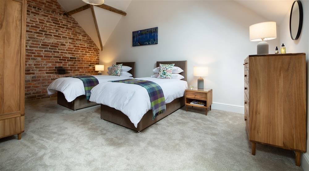 The twin bedroom at Tern Barn in Shrewsbury, Shropshire