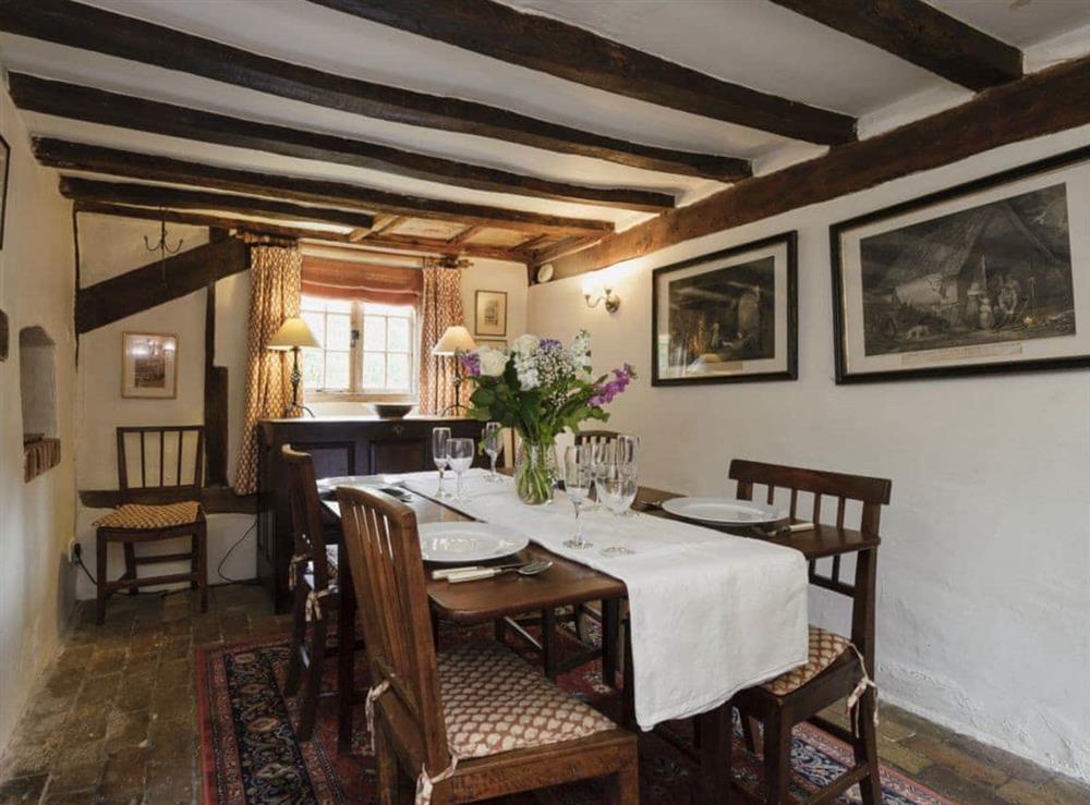 Dining room with bread oven and brick floor (photo 3) at Thatched Cottage in Sternfield, near Aldeburgh, Suffolk