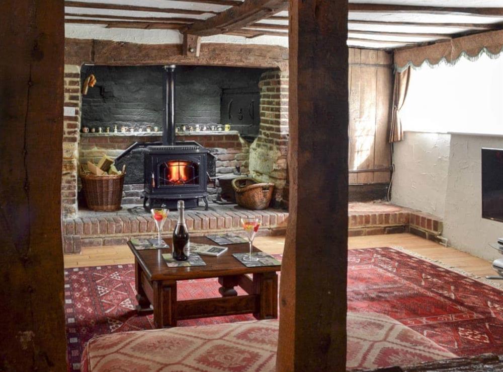 living room full of character at Thatched Cottage in Steven’s Crouch, near Battle, East Sussex