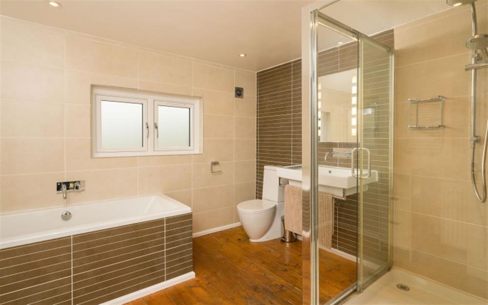 The family bathroom is spacious and modern. at The Anchorage in Beesands