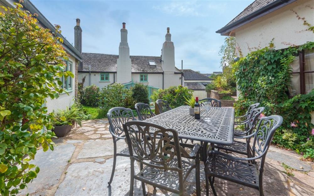 Large terrace for al fresco dining at The Arches Whole House in Slapton