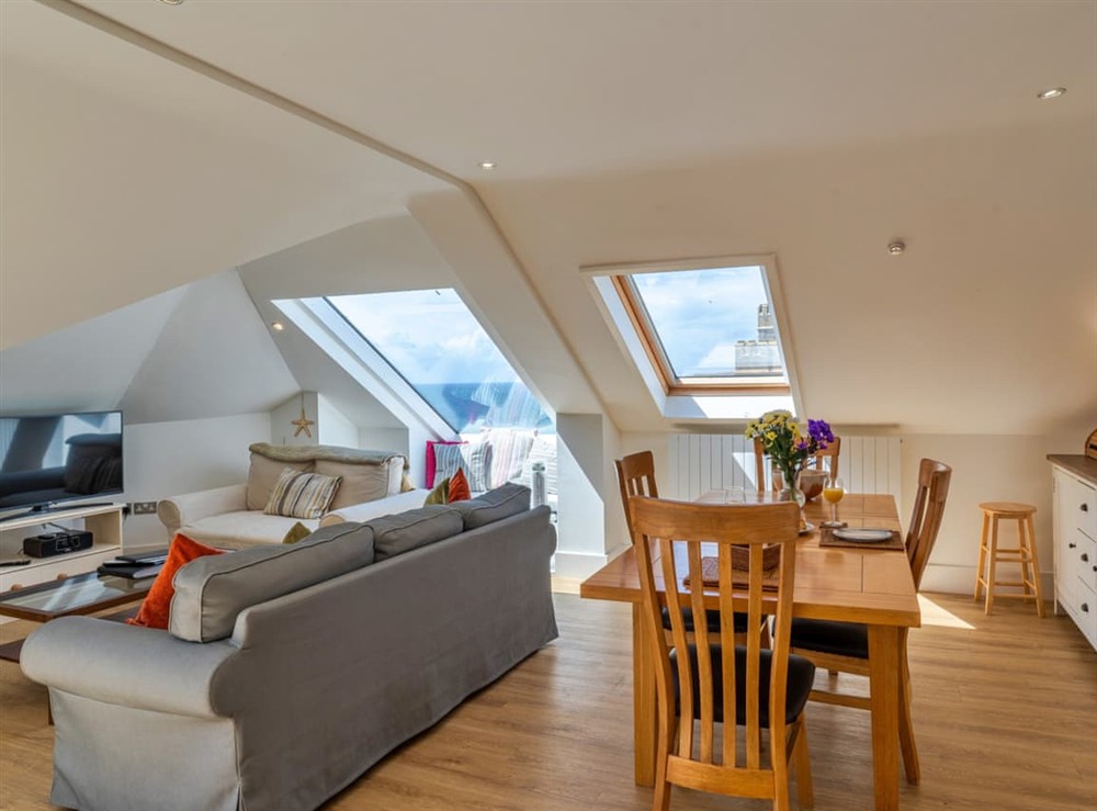 Open plan living space at The Bake Barn in Ashurst, Devon